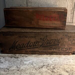Antique cheese crates wooden set of 2